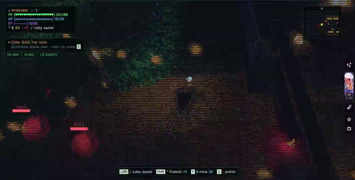 画面のすべてが文字――ASCIIで描く、バイブコーディングのMMORPG（Xの投稿サムネイル）